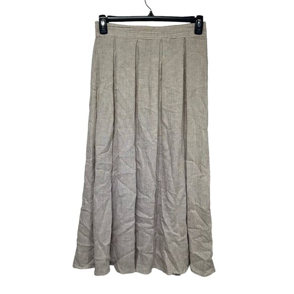 Vintage fritzi of california FLAX tencel beige lagenlook modesty maxi skirt M - Picture 1 of 4
